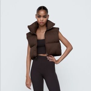 Zara cropped puffer vast chocolate brown